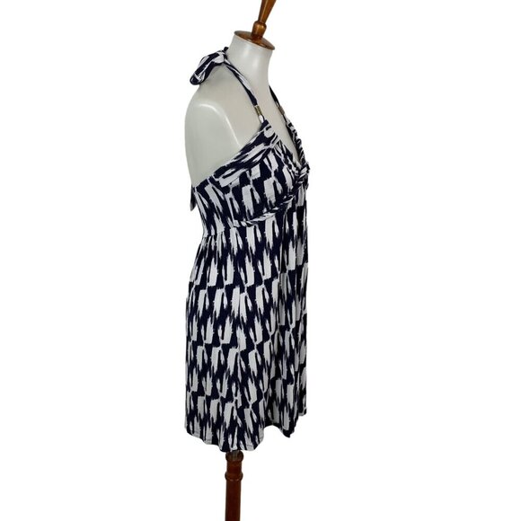 Tart Halter Empire Waist Mini Dress Navy White Medium - Picture 4 of 7
